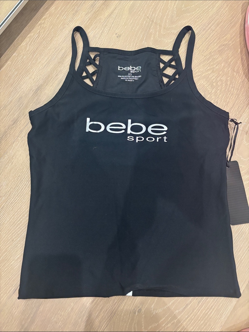 bebe Sport Lattice-Back Tank